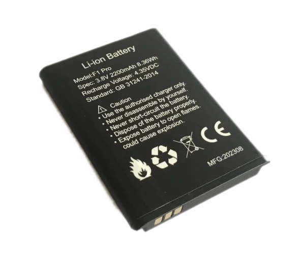A spare/replacement battery for F1 Pro flip phones (or kosher phones).