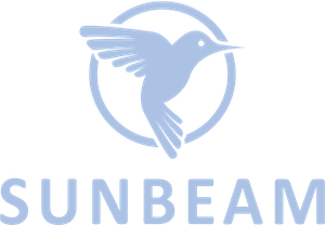 Sunbeam Wireless simple rugged flip phones logo.