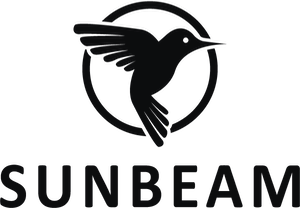 Sunbeam Wireless simple full feature flip phones logo.
