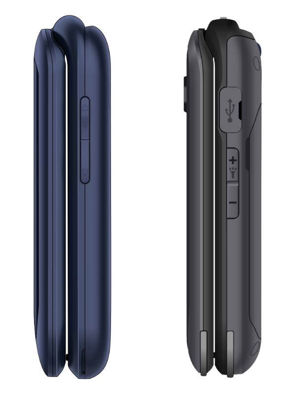 The side-by-side view of an F1 Horizon feature flip phone and an F1 Pro rugged dumbphone.