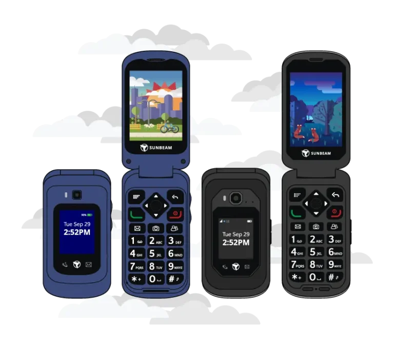 A vector illustration of the F1 Pro and F1 Horizon kosher phones.