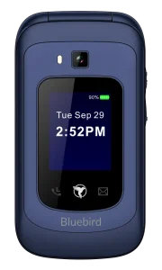 A photo of a closed F1 Horizon full feature flip phone.